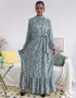 Flared Sleeve Abaya with Waist Tie Kaftan Dress
